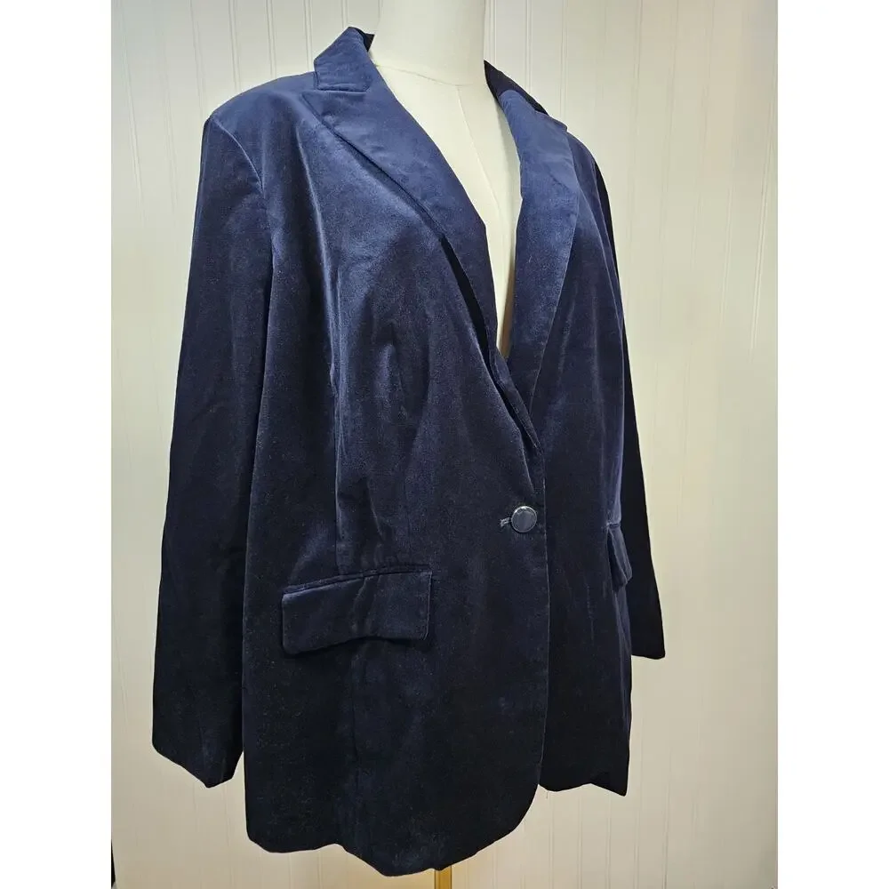 Talbots Blue Velvet Blazer Women's Size 16W Petite NWT Career Preppy Academia - Picture 2 of 8